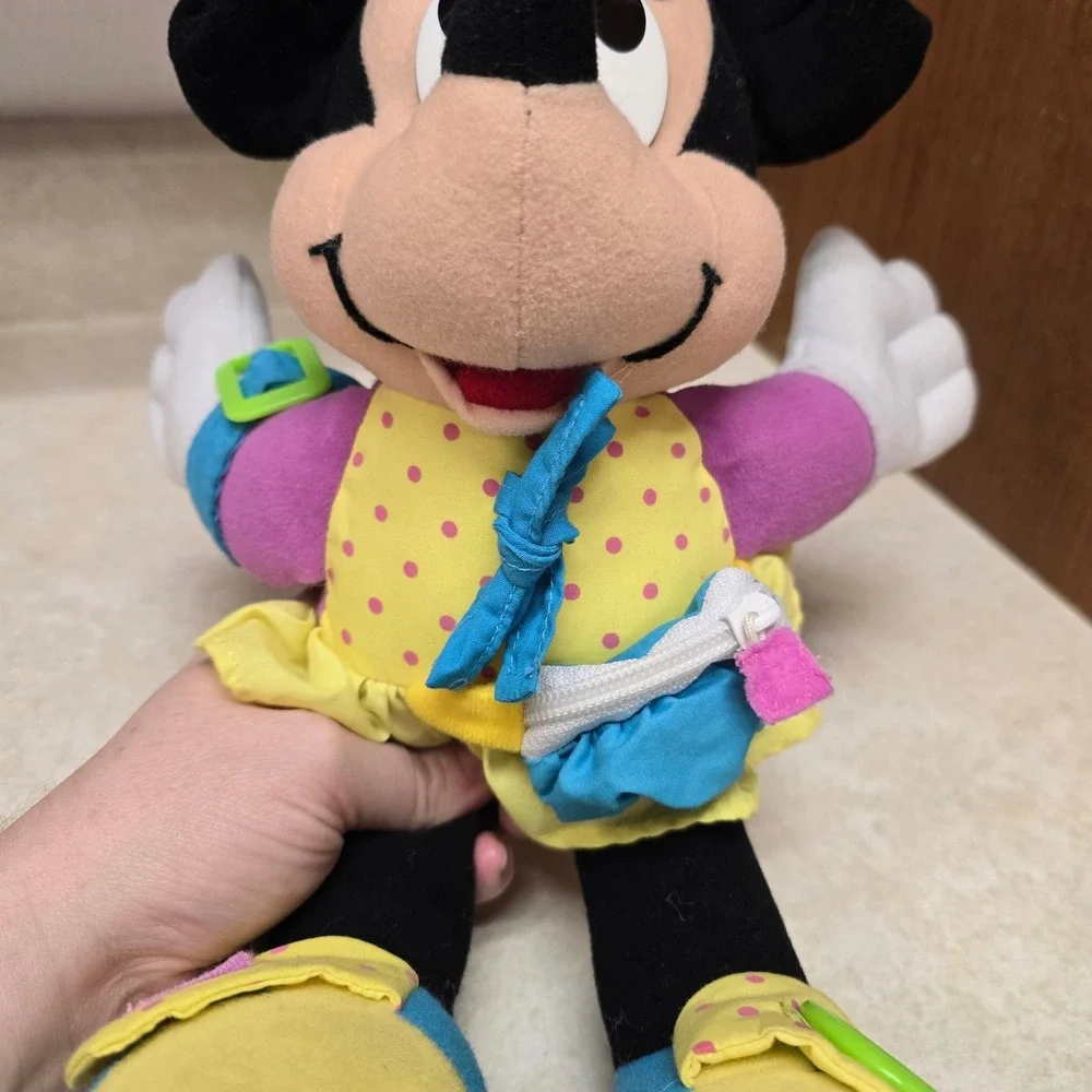 Vtg Disney Minnie Mouse Dress Me Sensory Plush Learning Toy Zipper Button Tie‎